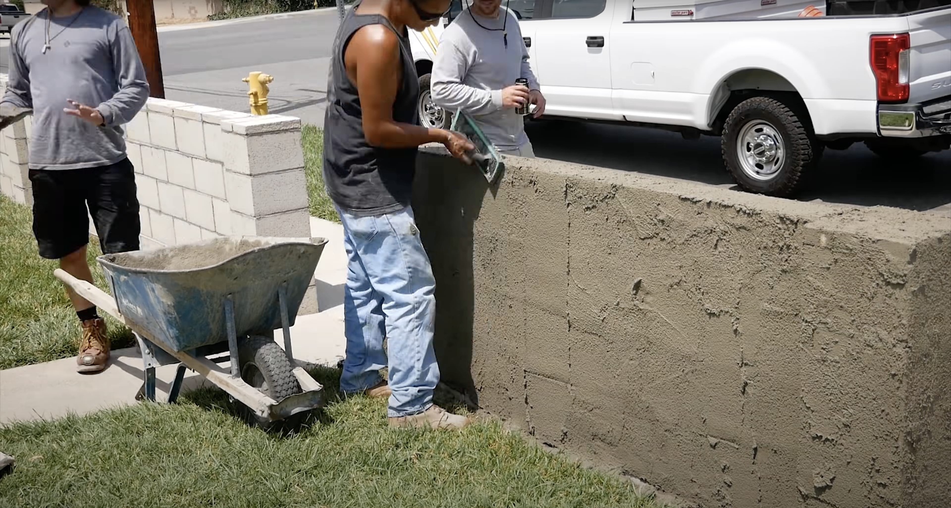 Concrete construction crew working on large commercial concrete pour in Grapevine, TX